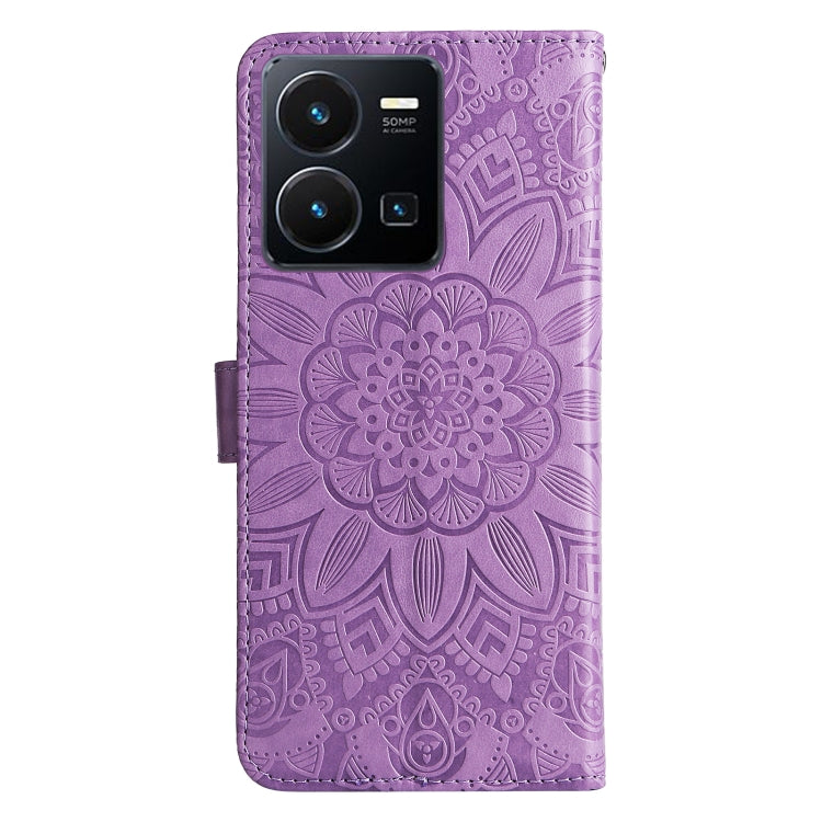 For vivo Y35 4G / Y22s / Y22 Embossed Sunflower Leather Phone Case