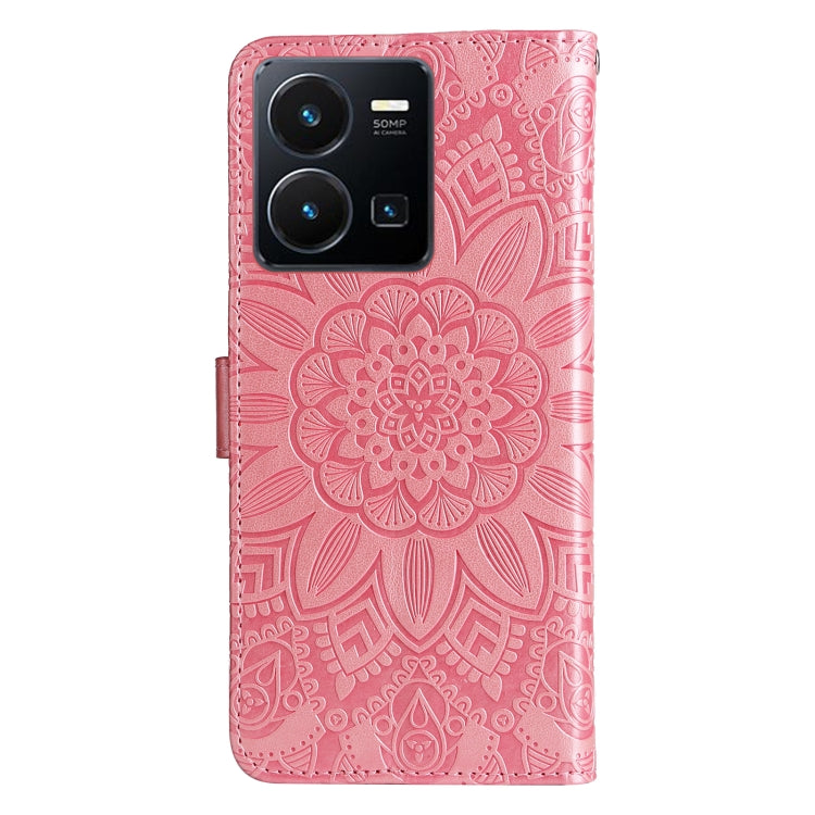 For vivo Y35 4G / Y22s / Y22 Embossed Sunflower Leather Phone Case