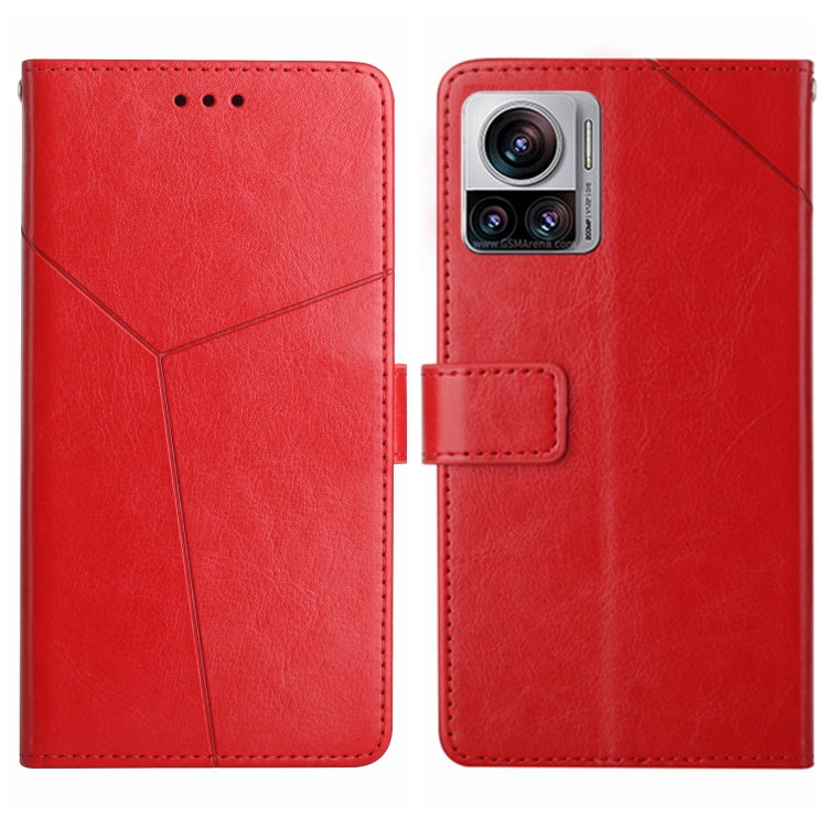 For Motorola Edge 30 Ultra/Moto X30 Pro HT01 Y-shaped Pattern Flip Leather Phone Case
