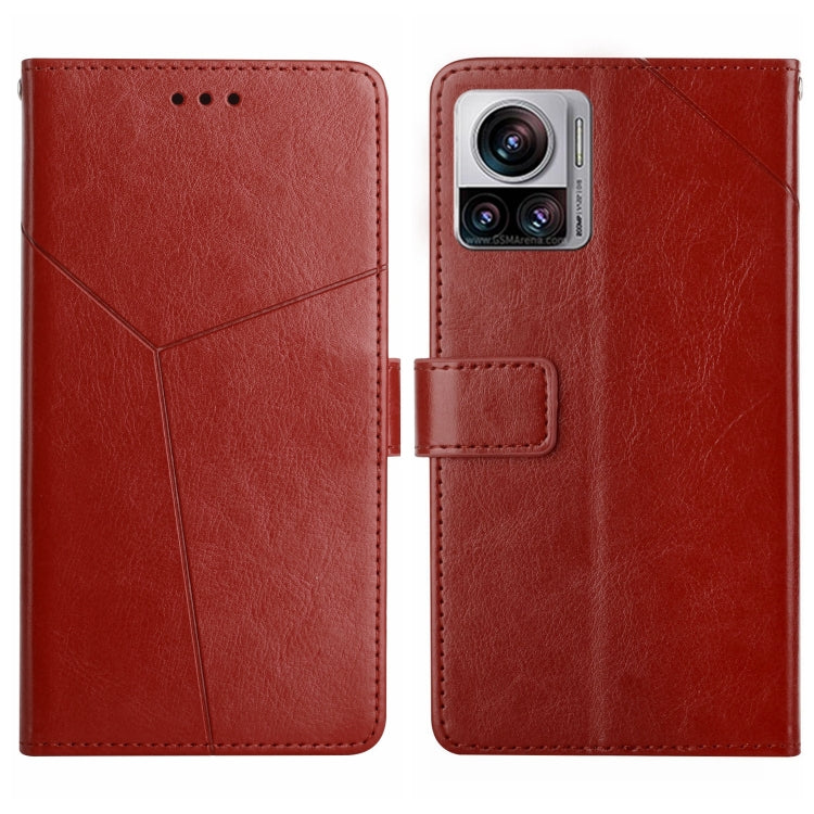 For Motorola Edge 30 Ultra/Moto X30 Pro HT01 Y-shaped Pattern Flip Leather Phone Case