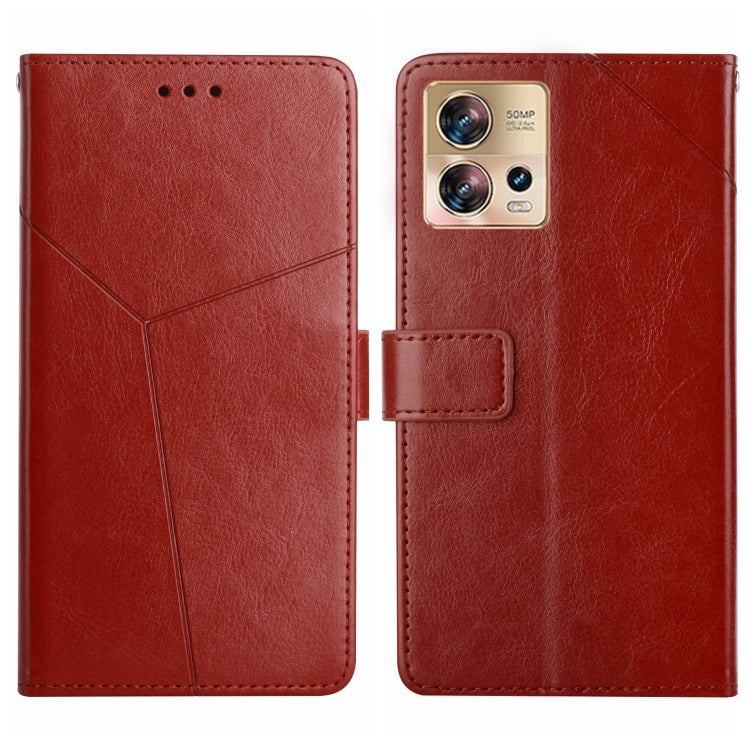 For Motorola Edge 30 Fusion/Moto S30 Pro HT01 Y-shaped Pattern Flip Leather Phone Case