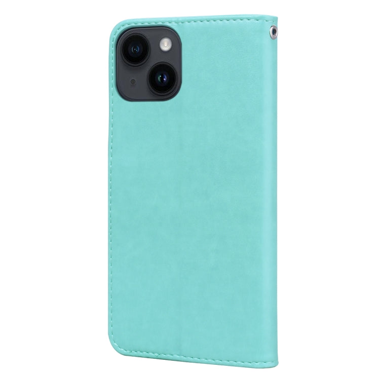 For iPhone 14 Rose Embossed Flip PU Leather Phone Case