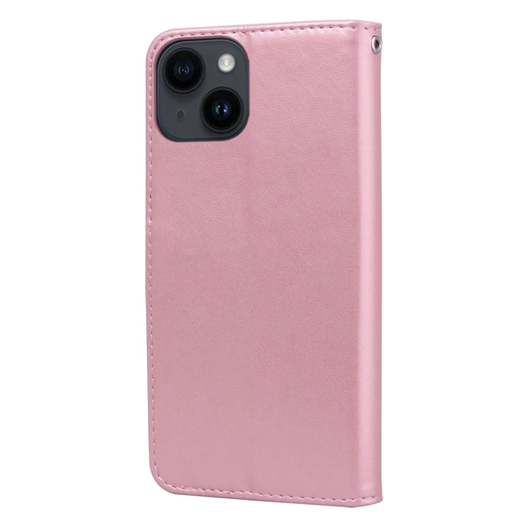 For iPhone 14 Rose Embossed Flip PU Leather Phone Case