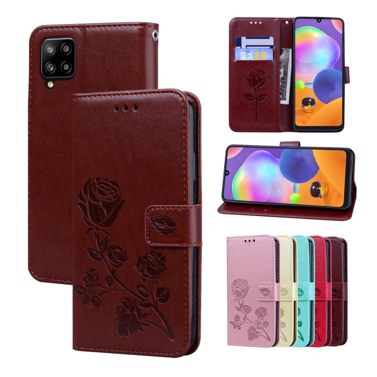 For Samsung Galaxy M33 5G Global Rose Embossed Flip PU Leather Phone Case