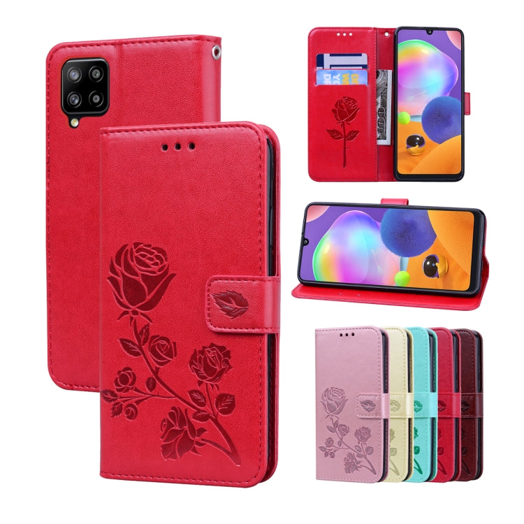For Samsung Galaxy M33 5G Global Rose Embossed Flip PU Leather Phone Case