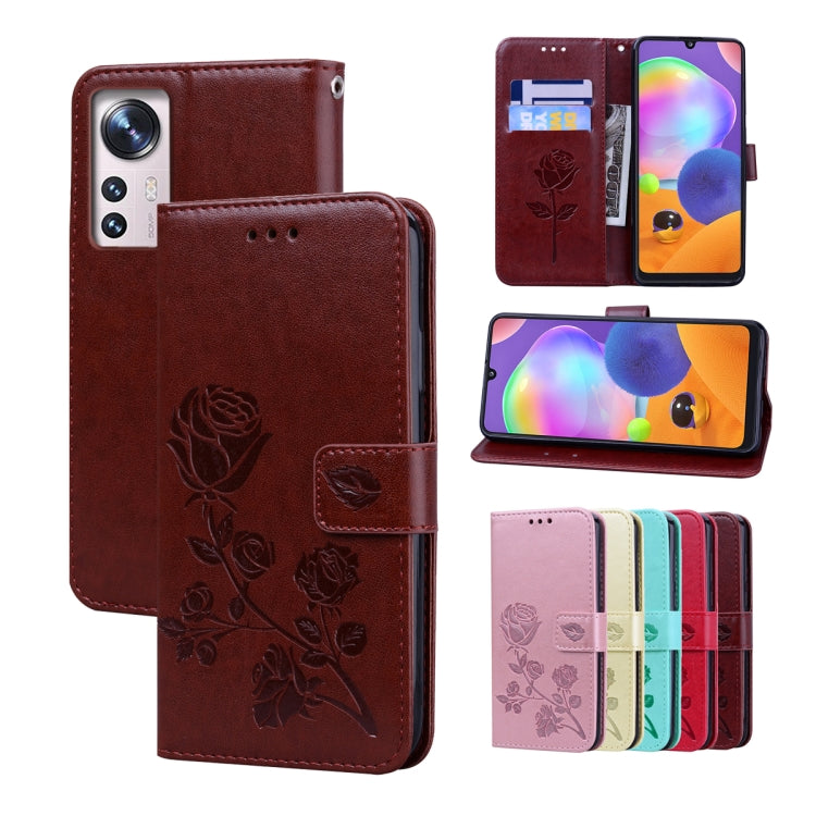 For Xiaomi 12/12X Rose Embossed Flip PU Leather Phone Case