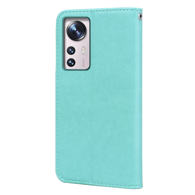 For Xiaomi 12 Pro Rose Embossed Flip PU Leather Phone Case