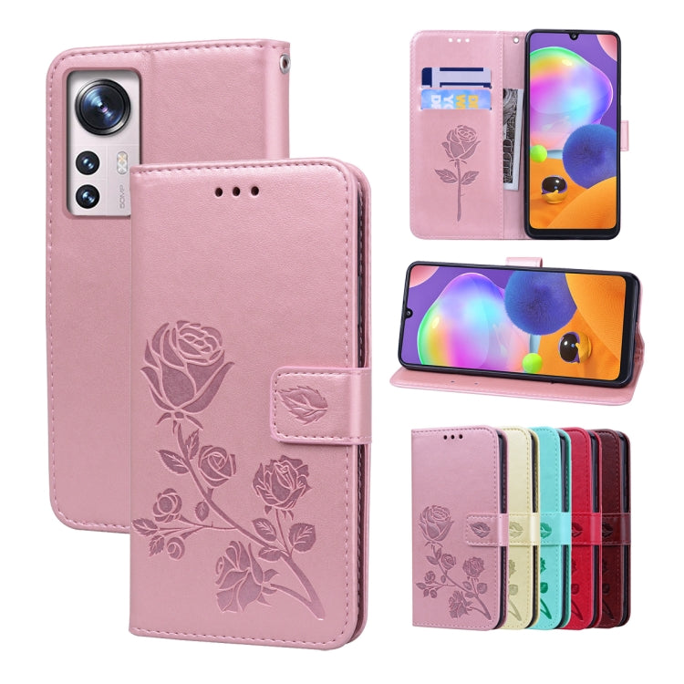 For Xiaomi 12 Pro Rose Embossed Flip PU Leather Phone Case