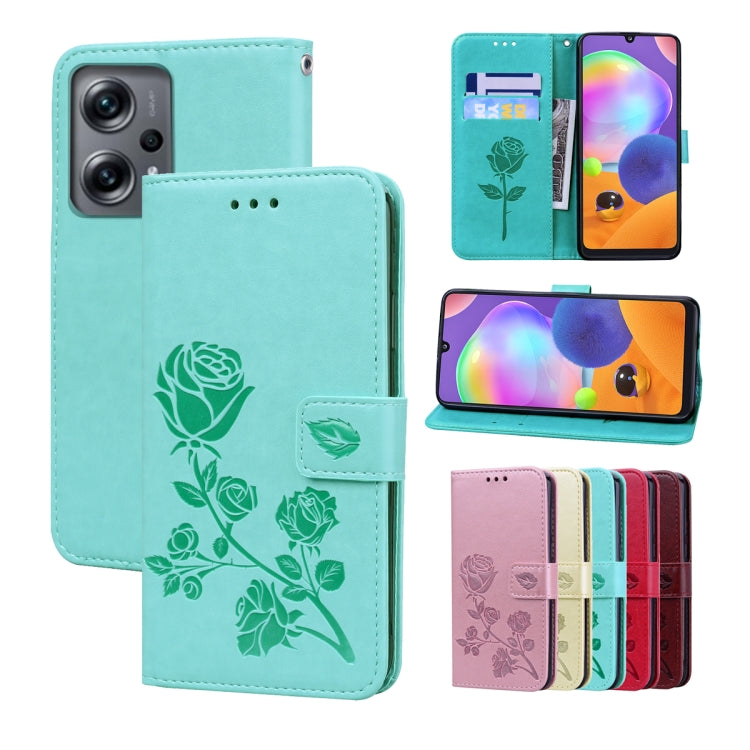 For Xiaomi Redmi Note 11T Pro 5G Rose Embossed Flip PU Leather Phone Case