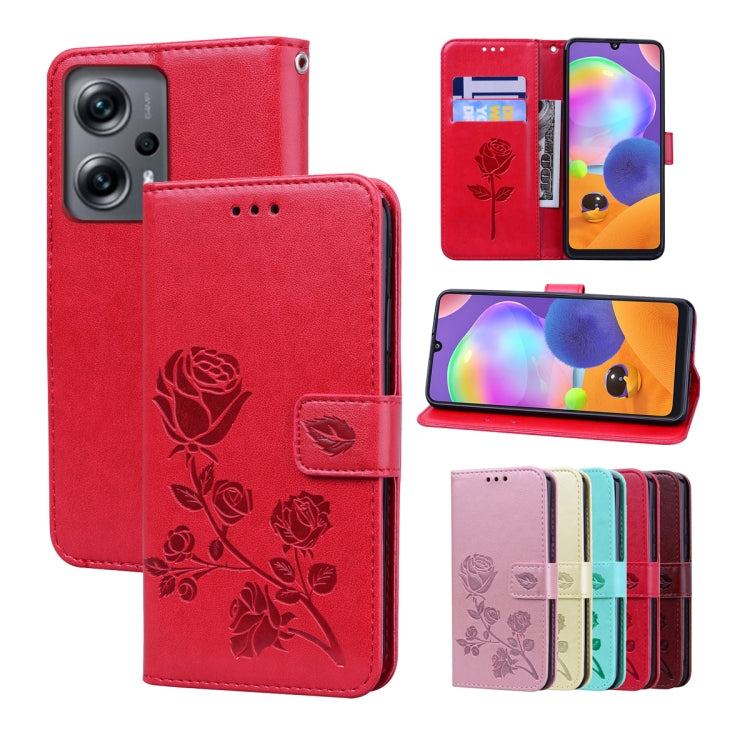 For Xiaomi Redmi Note 11T Pro 5G Rose Embossed Flip PU Leather Phone Case