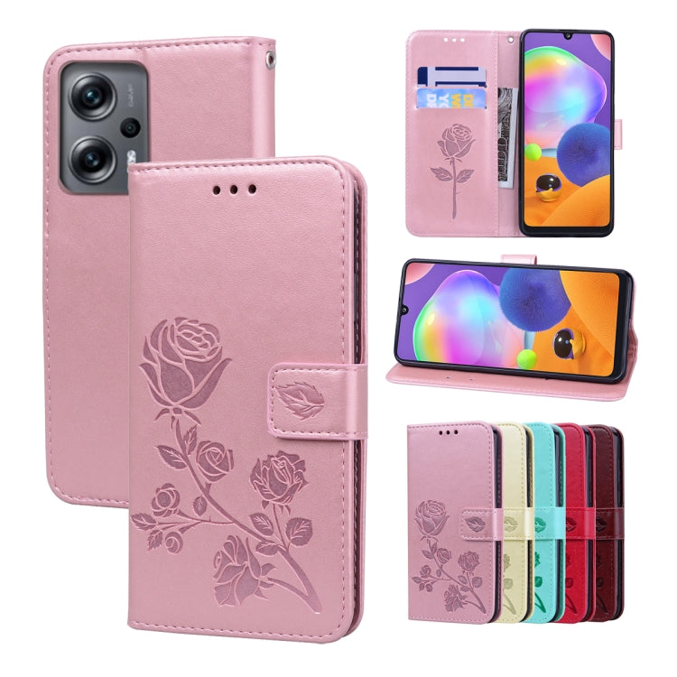For Xiaomi Redmi Note 11T Pro 5G Rose Embossed Flip PU Leather Phone Case