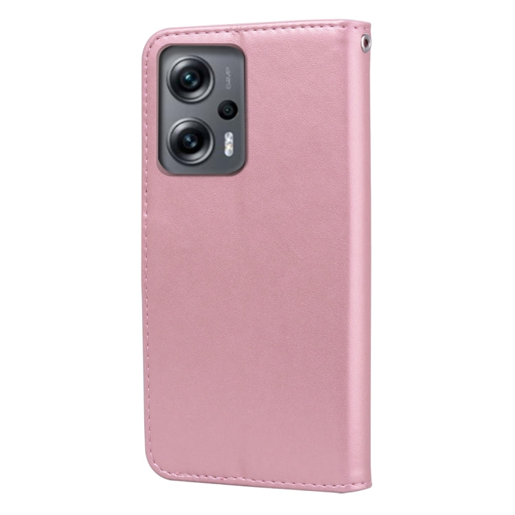 For Xiaomi Redmi Note 11T Pro 5G Rose Embossed Flip PU Leather Phone Case
