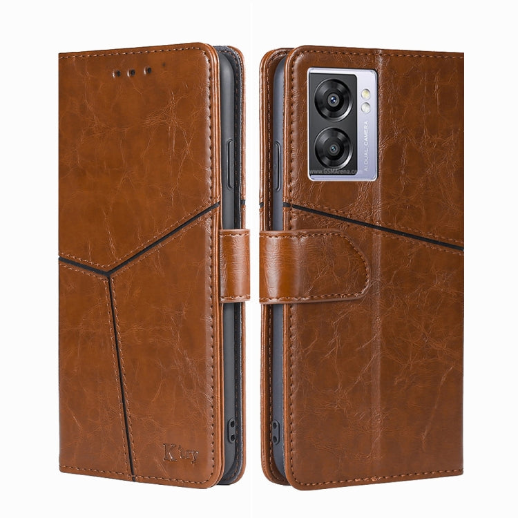 For OPPO K10 5G Global Geometric Stitching Leather Phone Case