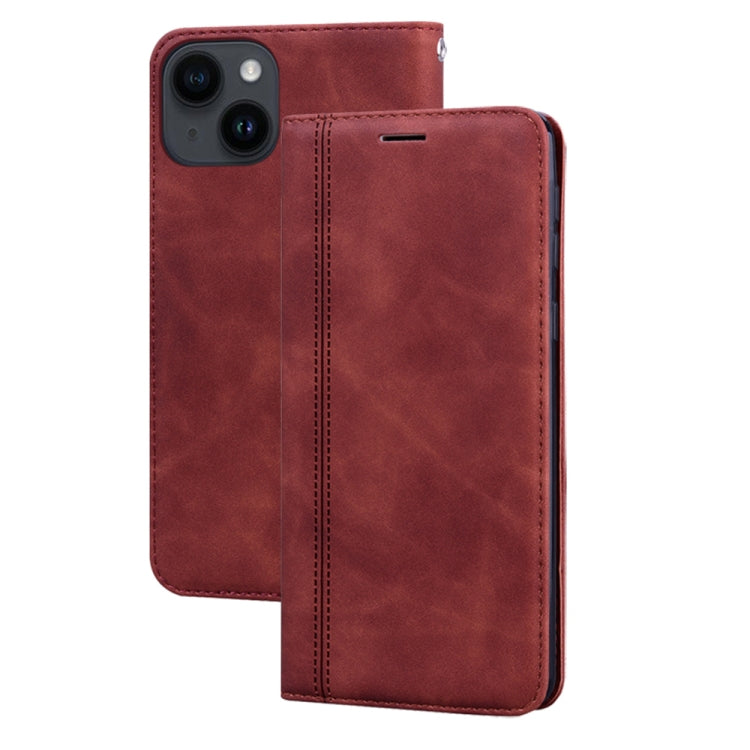 For iPhone 14 Plus Frosted Business Magnetic Horizontal Flip PU Phone Case