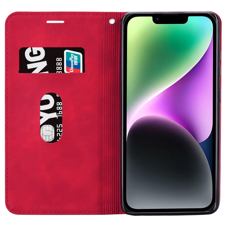 For iPhone 14 Plus Frosted Business Magnetic Horizontal Flip PU Phone Case