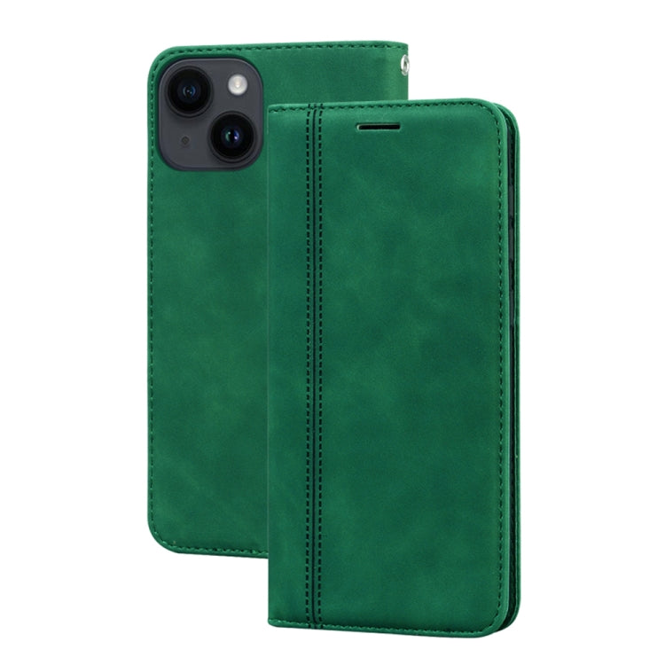 For iPhone 14 Plus Frosted Business Magnetic Horizontal Flip PU Phone Case