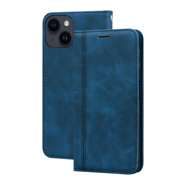 For iPhone 14 Plus Frosted Business Magnetic Horizontal Flip PU Phone Case