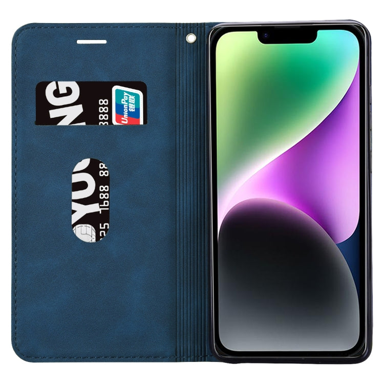For iPhone 14 Plus Frosted Business Magnetic Horizontal Flip PU Phone Case