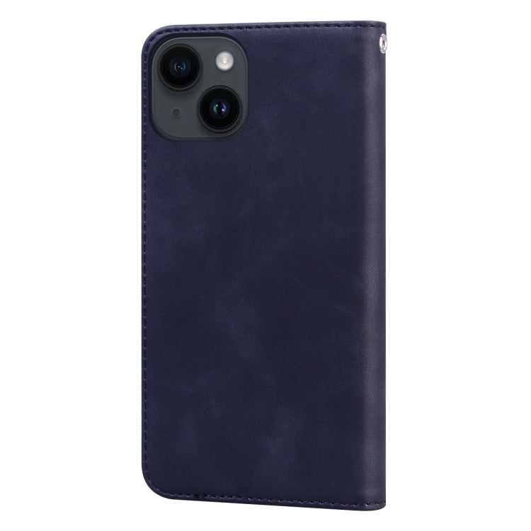 For iPhone 14 Plus Frosted Business Magnetic Horizontal Flip PU Phone Case