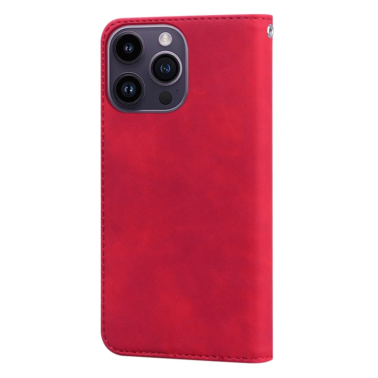 For iPhone 14 Pro Max Frosted Business Magnetic Horizontal Flip PU Phone Case