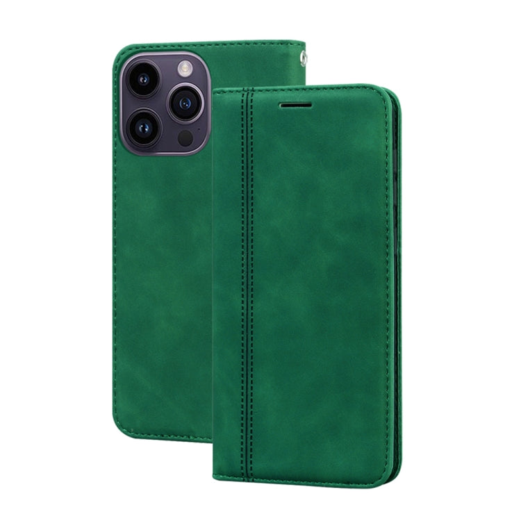 For iPhone 14 Pro Max Frosted Business Magnetic Horizontal Flip PU Phone Case