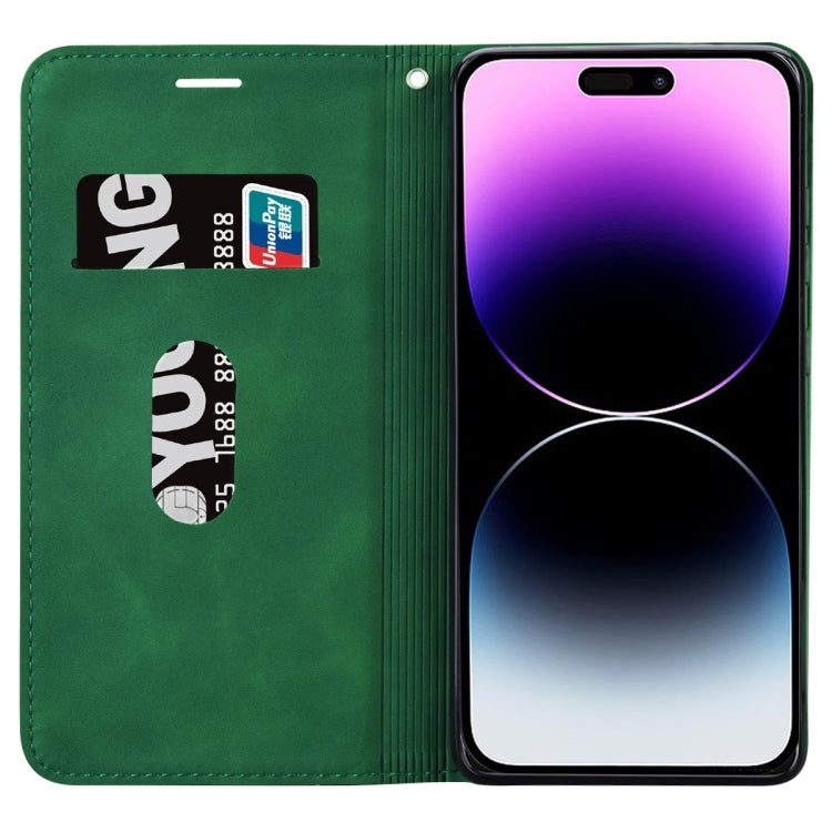 For iPhone 14 Pro Max Frosted Business Magnetic Horizontal Flip PU Phone Case