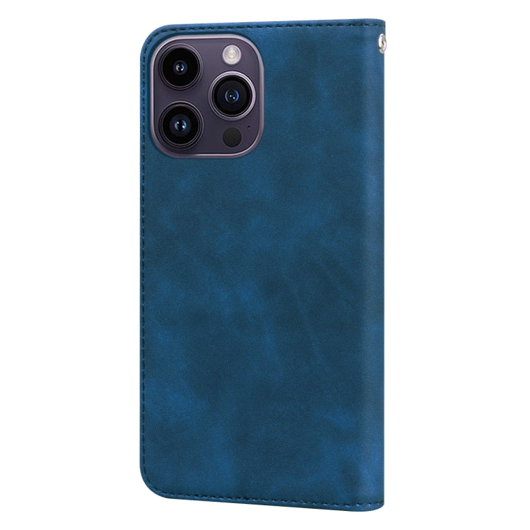 For iPhone 14 Pro Max Frosted Business Magnetic Horizontal Flip PU Phone Case
