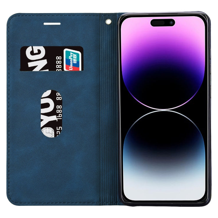 For iPhone 14 Pro Max Frosted Business Magnetic Horizontal Flip PU Phone Case