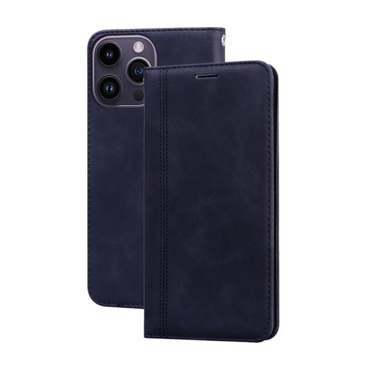 For iPhone 14 Pro Max Frosted Business Magnetic Horizontal Flip PU Phone Case