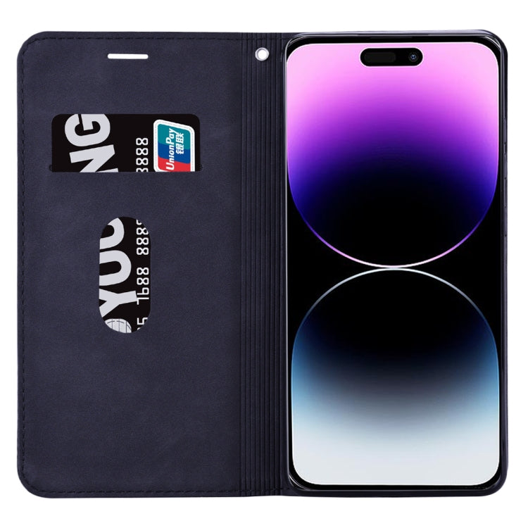 For iPhone 14 Pro Max Frosted Business Magnetic Horizontal Flip PU Phone Case