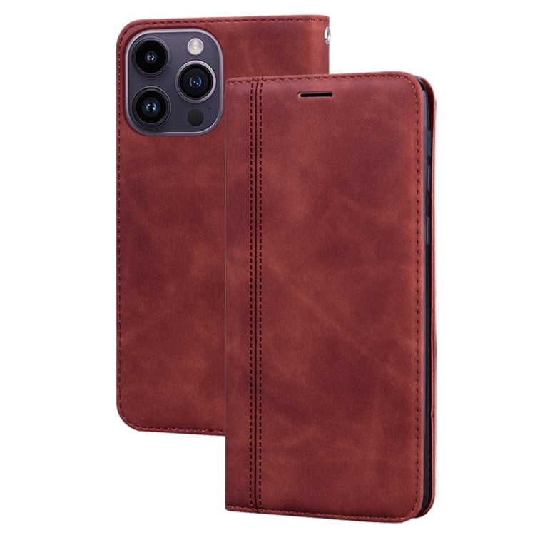For iPhone 14 Pro Frosted Business Magnetic Horizontal Flip PU Phone Case