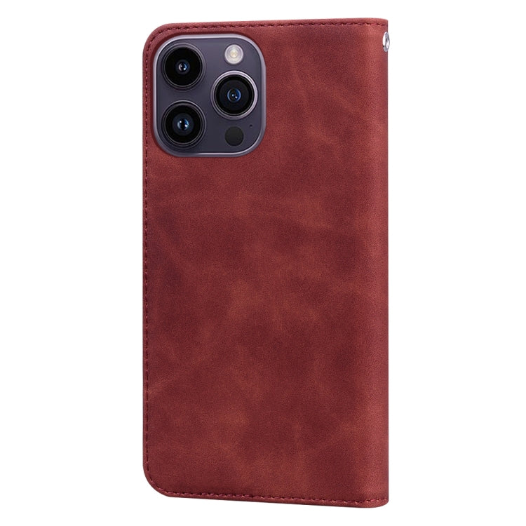 For iPhone 14 Pro Frosted Business Magnetic Horizontal Flip PU Phone Case