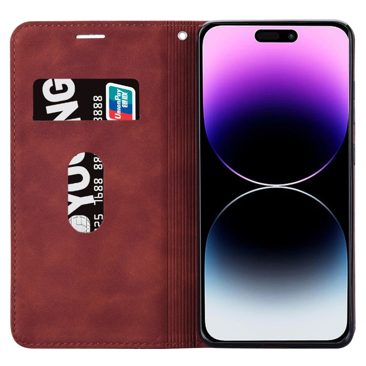 For iPhone 14 Pro Frosted Business Magnetic Horizontal Flip PU Phone Case