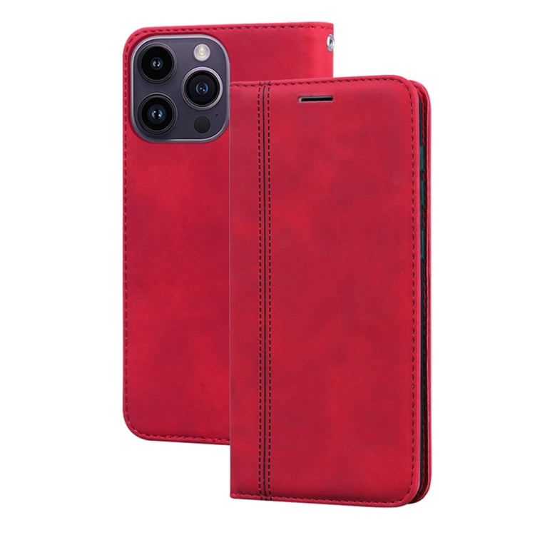 For iPhone 14 Pro Frosted Business Magnetic Horizontal Flip PU Phone Case