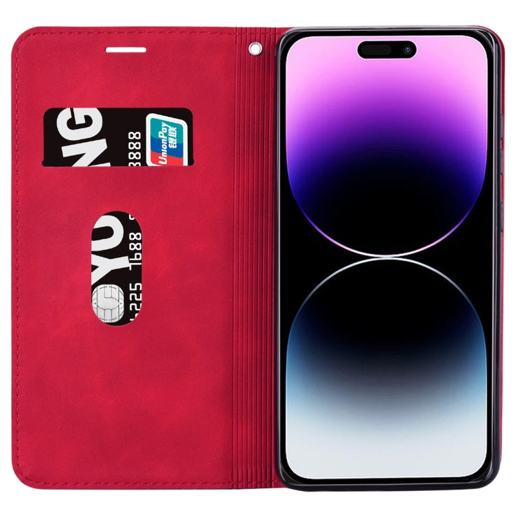 For iPhone 14 Pro Frosted Business Magnetic Horizontal Flip PU Phone Case