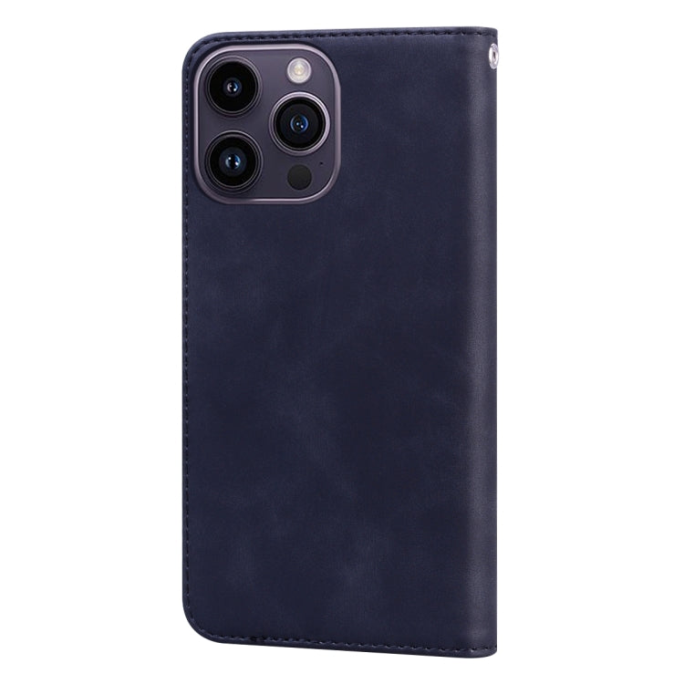 For iPhone 14 Pro Frosted Business Magnetic Horizontal Flip PU Phone Case
