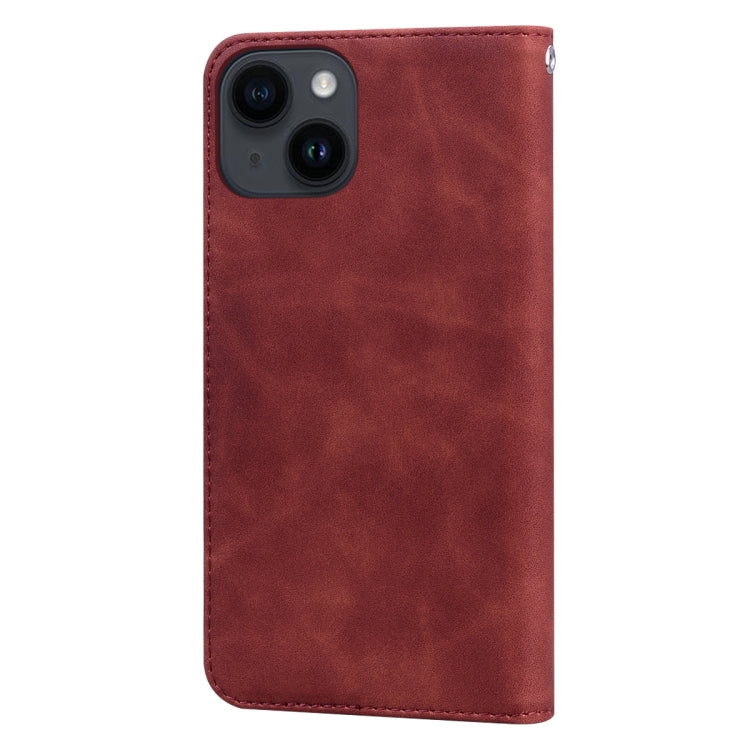 For iPhone 14 Frosted Business Magnetic Horizontal Flip PU Phone Case