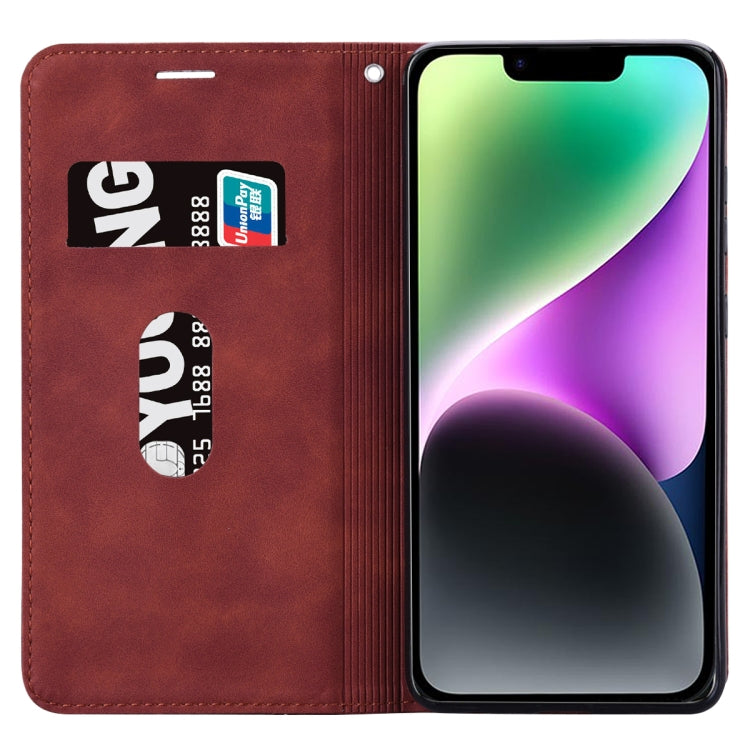 For iPhone 14 Frosted Business Magnetic Horizontal Flip PU Phone Case