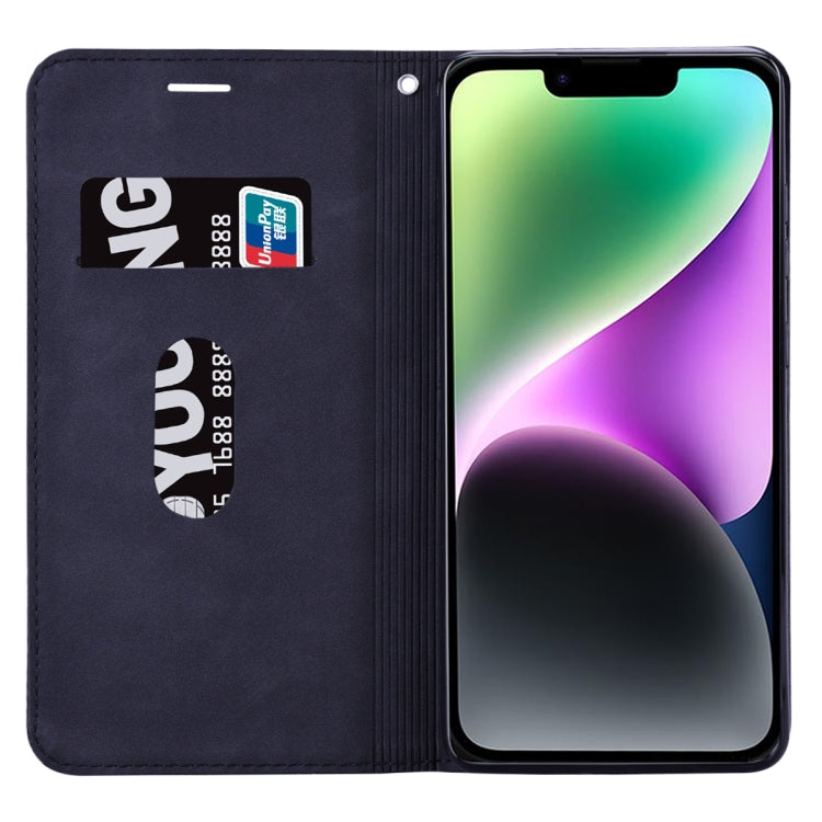 For iPhone 14 Frosted Business Magnetic Horizontal Flip PU Phone Case
