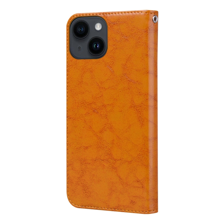 For iPhone 14 Plus Oil Wax Texture Leather Phone Case