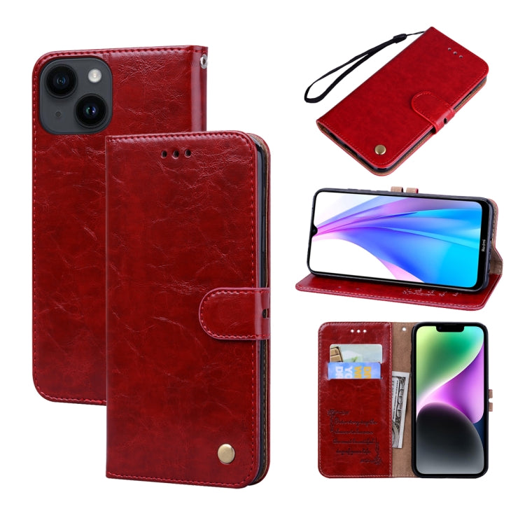 For iPhone 14 Plus Oil Wax Texture Leather Phone Case