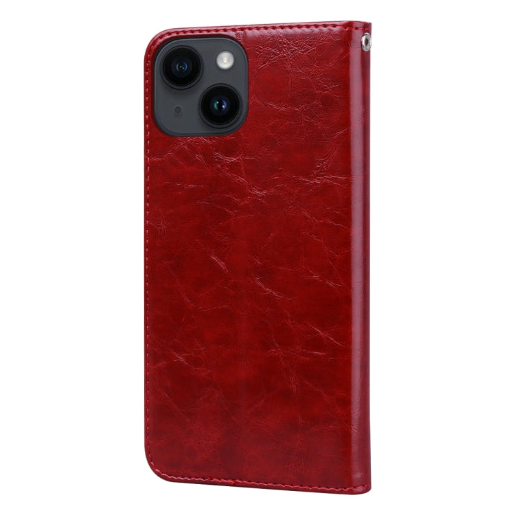 For iPhone 14 Plus Oil Wax Texture Leather Phone Case