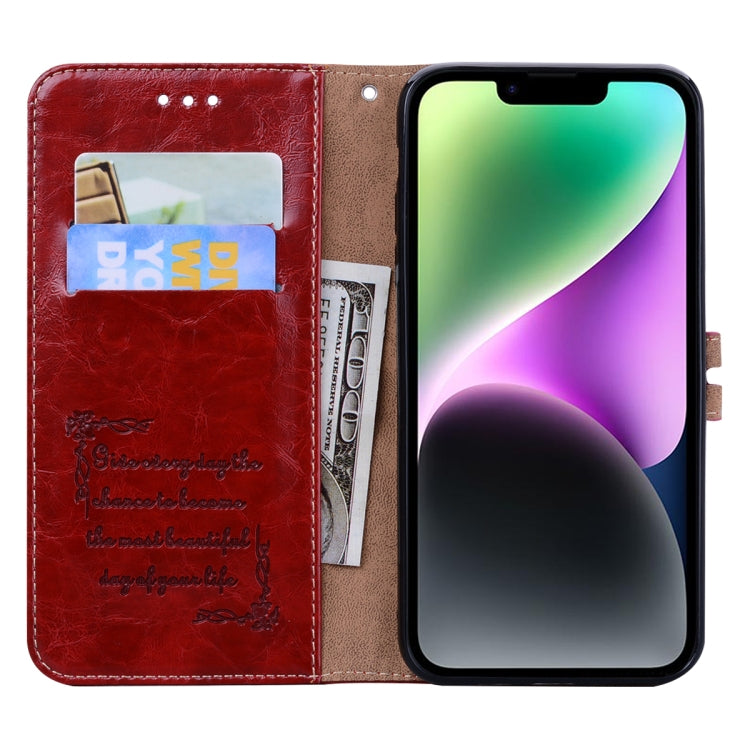 For iPhone 14 Plus Oil Wax Texture Leather Phone Case