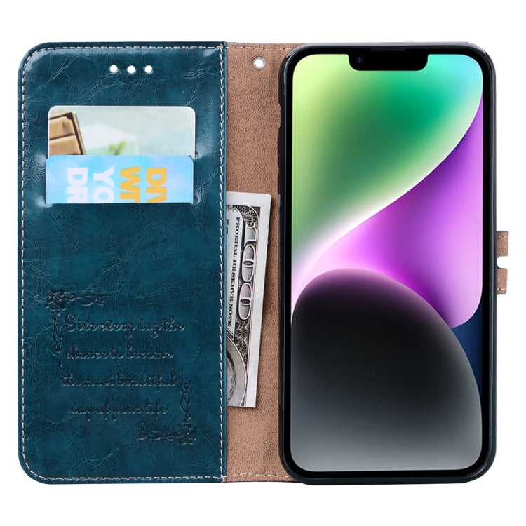For iPhone 14 Plus Oil Wax Texture Leather Phone Case