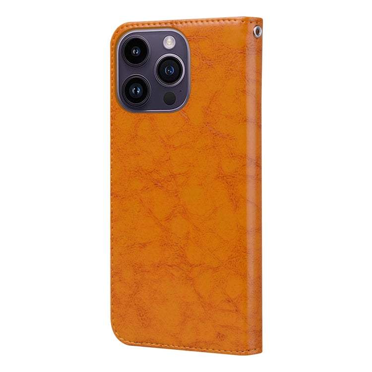 For iPhone 14 Pro Max Oil Wax Texture Leather Phone Case