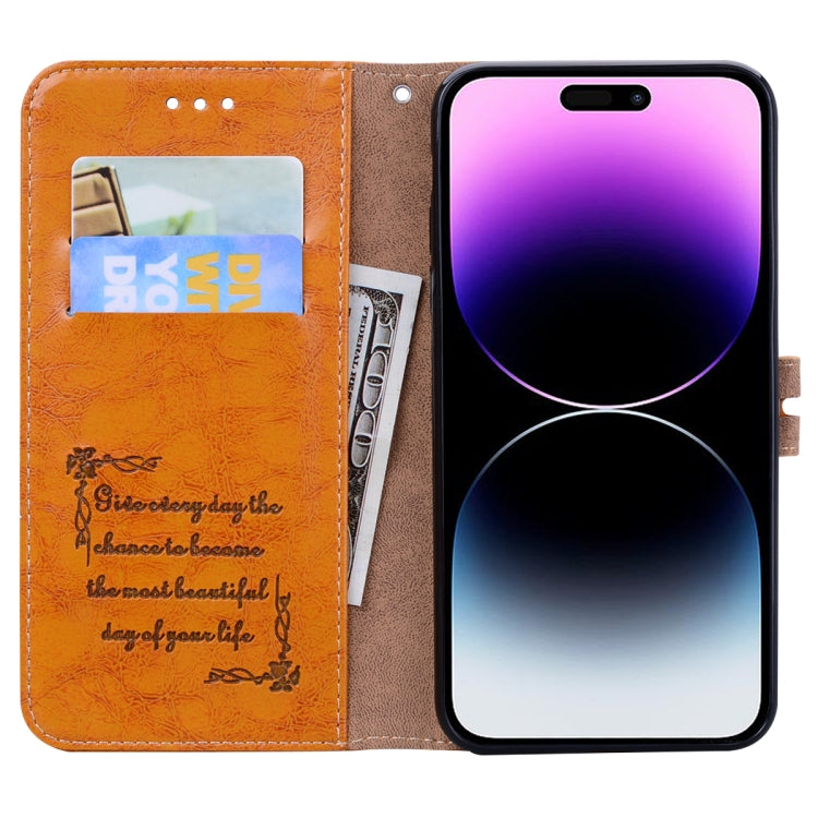 For iPhone 14 Pro Max Oil Wax Texture Leather Phone Case