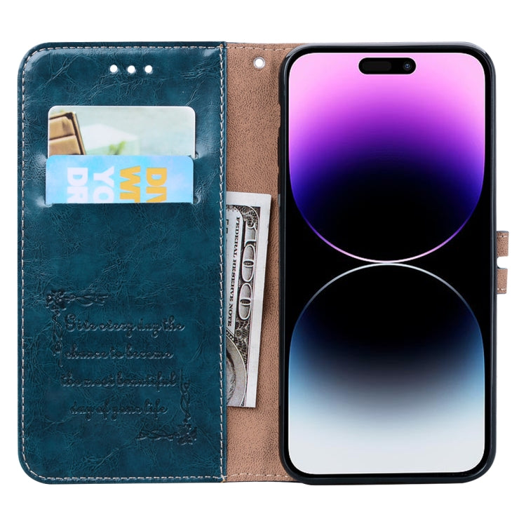 For iPhone 14 Pro Max Oil Wax Texture Leather Phone Case
