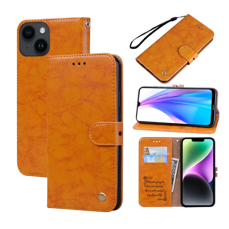 For iPhone 14 Oil Wax Texture Leather Phone Case