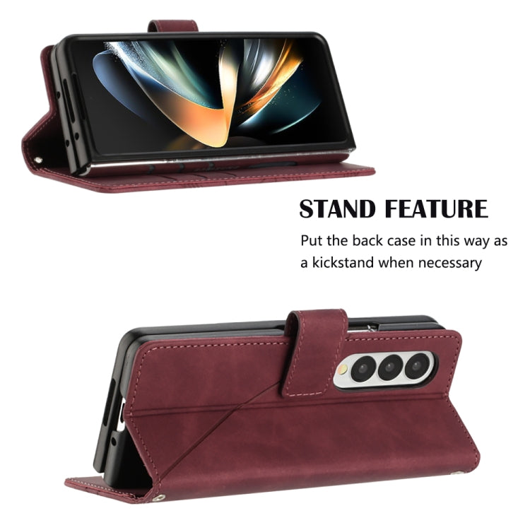 For Samsung Galaxy Z Fold4 Crossbody 3D Embossed Flip Leather Phone Case