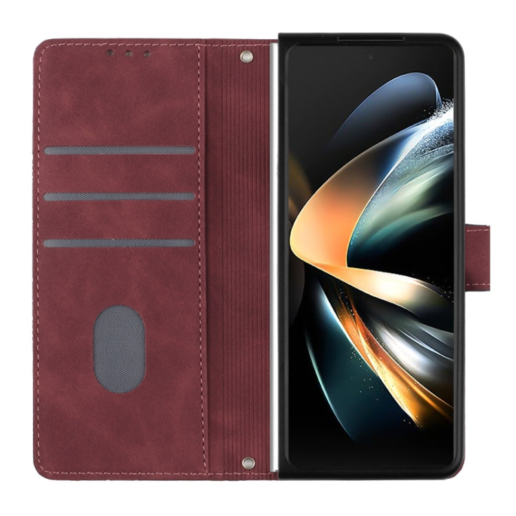 For Samsung Galaxy Z Fold4 Crossbody 3D Embossed Flip Leather Phone Case